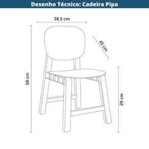 6 Kit 4 Cadeiras Empilhavel Infantil Pipa Rivatti 38,5 cm -Larg- Estrutura Polipropileno -PP- Menta Desenho Tecnico